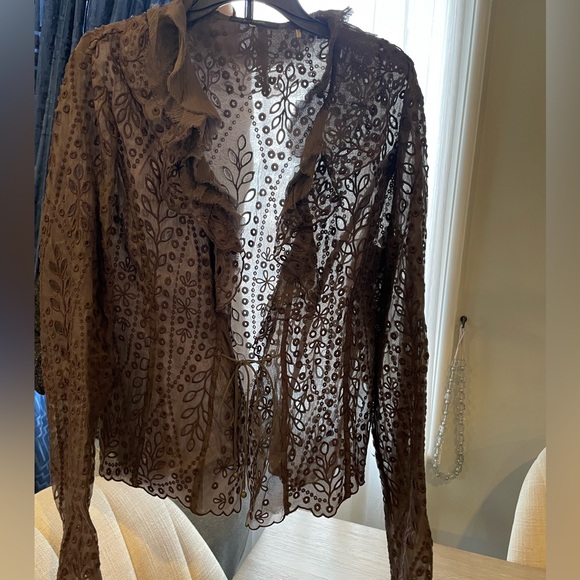100% silk Elie Tahari ruffled vintage jacket . - Picture 6 of 6